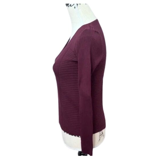 INC International Concepts V-Neck Ribbed Sweater Burgundy Size XS - Picture 4 of 7
